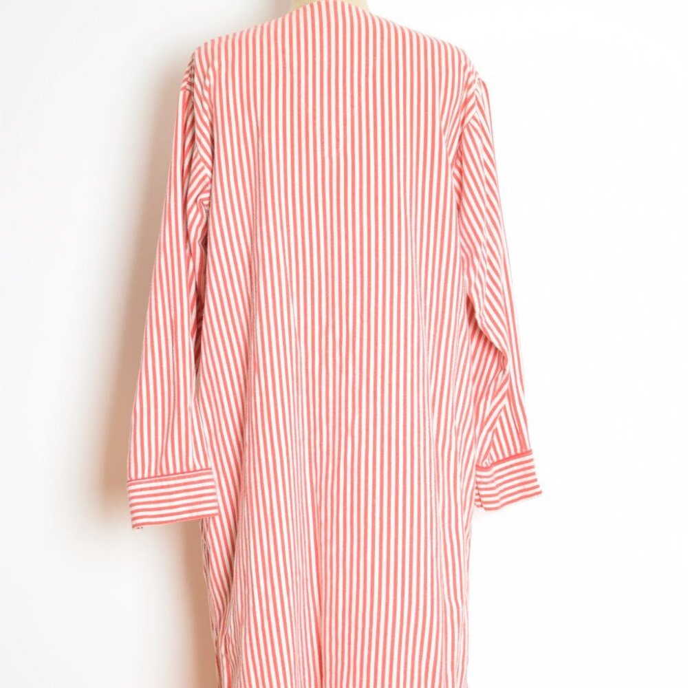 vintage 80s nightgown dress red striped flannel COCA COLA print long maxi - Picture 8 of 9